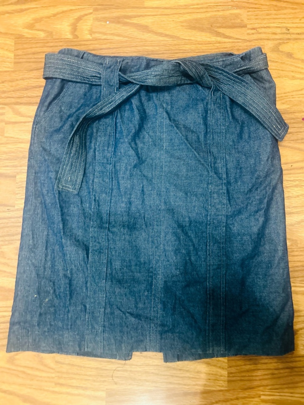 Calvin Klein Women’s Denim Skirt Size 6 Blue Tie Waist Fully Lined